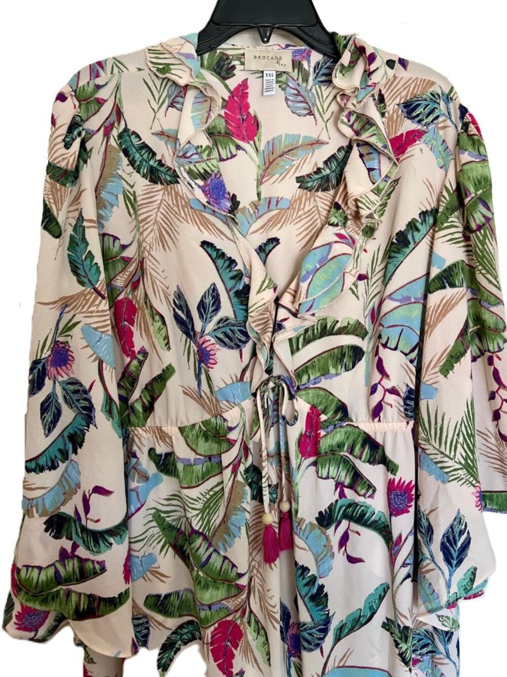 Brocade & Ivy Tropical Floral Ruffle High Low Maxi Dress Plus Size XXL 2X